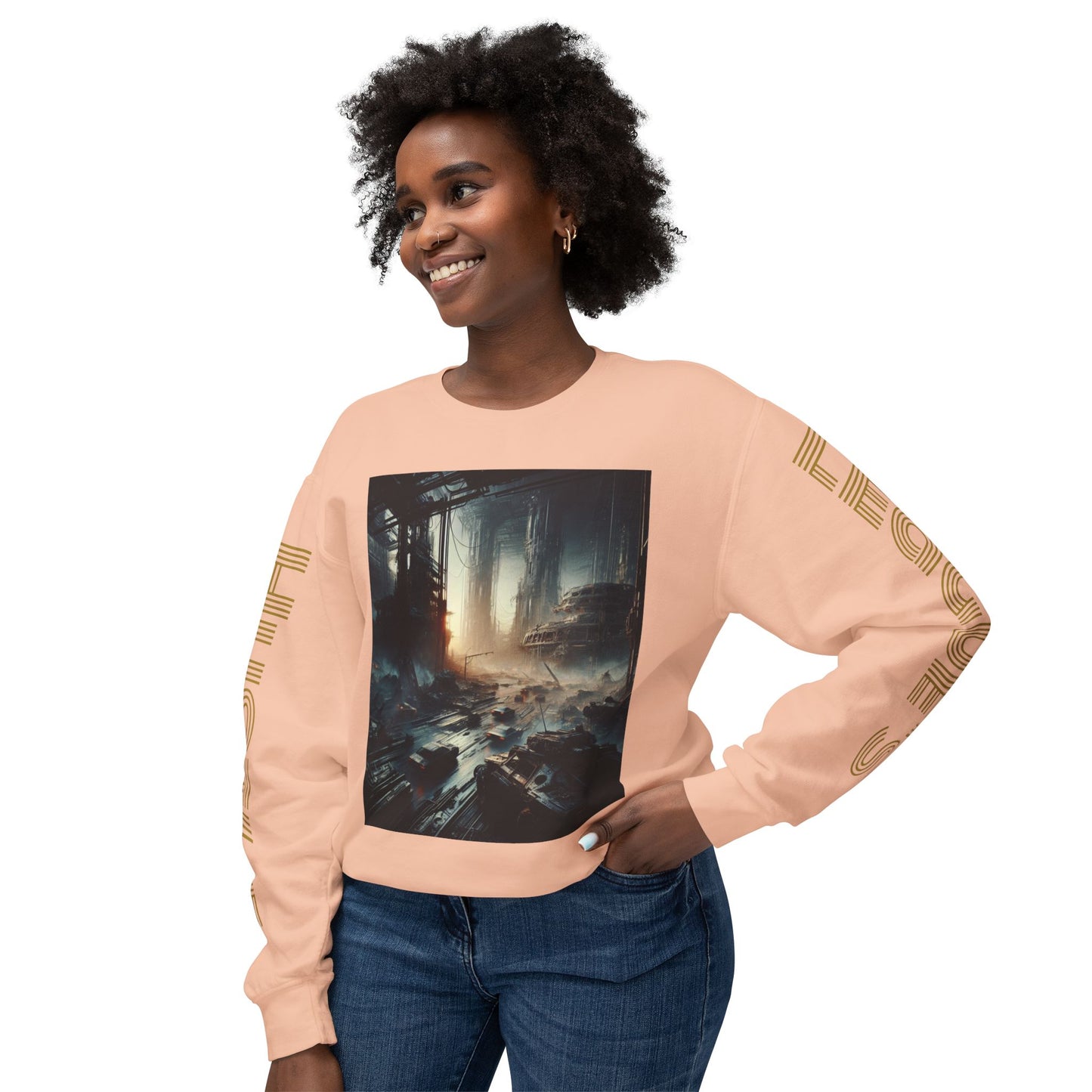 Unisex Lightweight Crewneck Sweatshirt - 'Empire Hustle' Urban Art Design