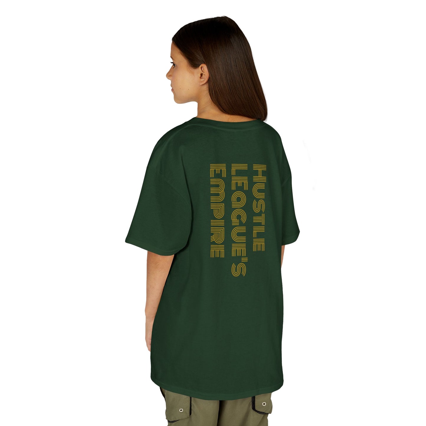 Kids Heavy Cotton™ Tee - Heart Design & Hustle Empire Quote Tee for Young Trendsetters