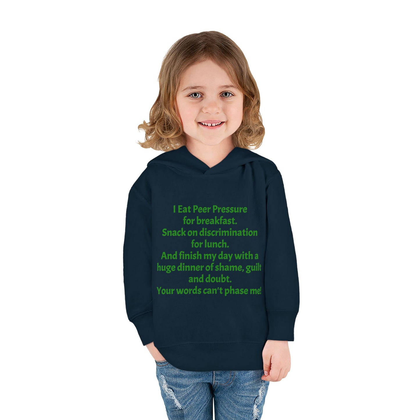 Empowering Toddler Fleece Hoodie - "I Eat Peer Pressure"