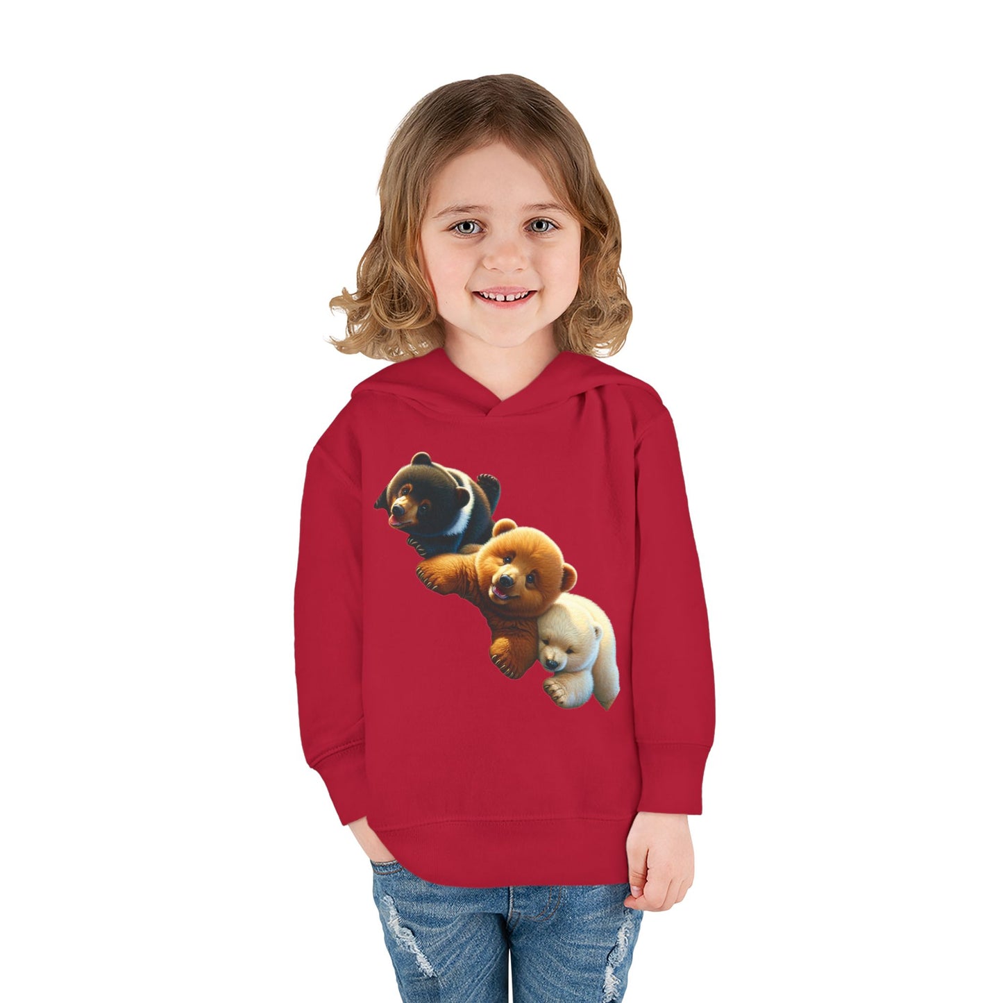Cute Bear Toddler Hoodie - Cozy Fleece Pullover with 'Hustle' Design