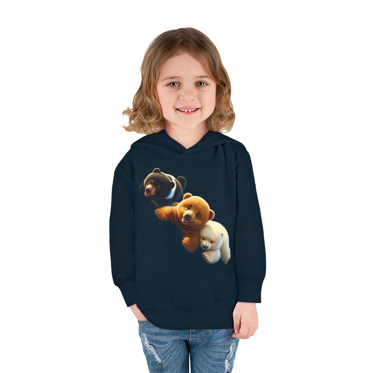Cute Bear Toddler Hoodie - Cozy Fleece Pullover with 'Hustle' Design