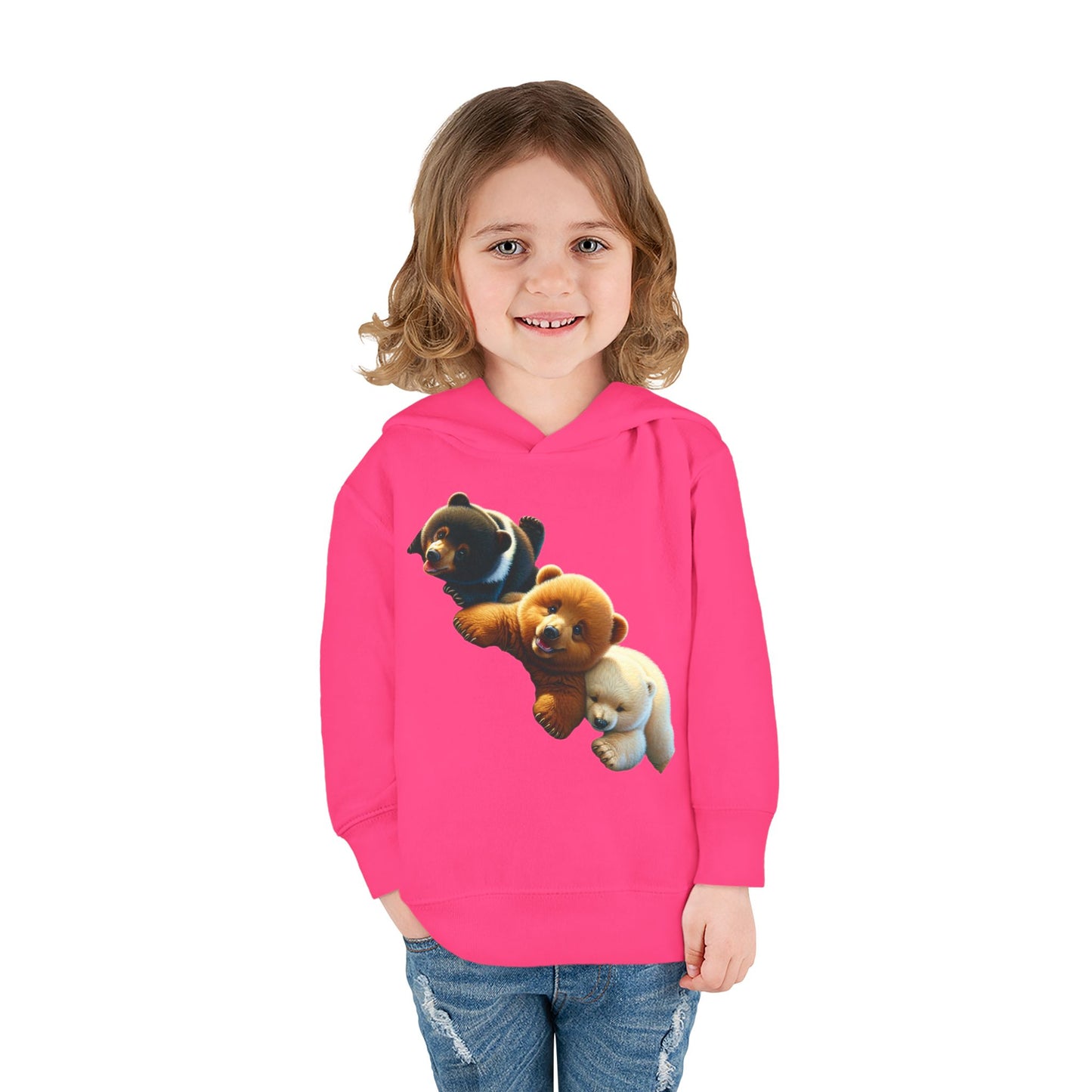 Cute Bear Toddler Hoodie - Cozy Fleece Pullover with 'Hustle' Design