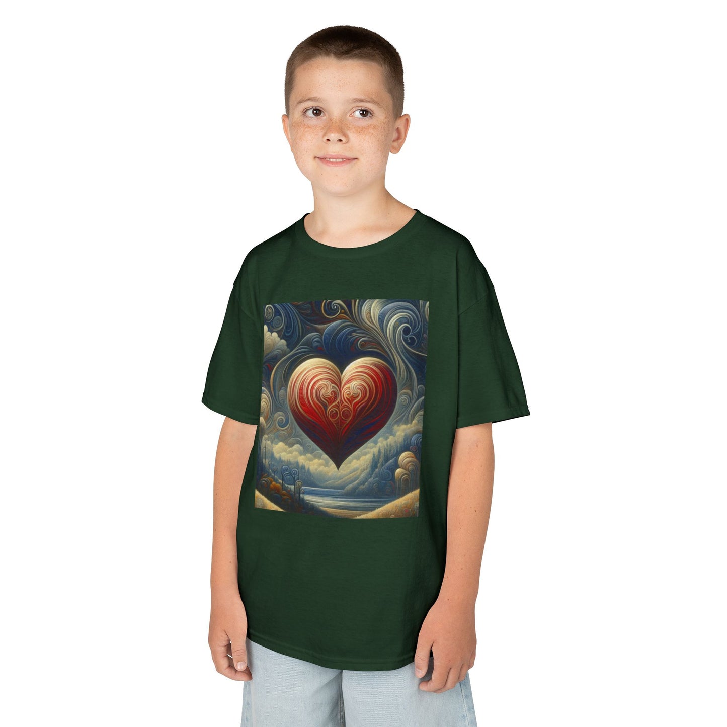 Kids Heavy Cotton™ Tee - Heart Design & Hustle Empire Quote Tee for Young Trendsetters