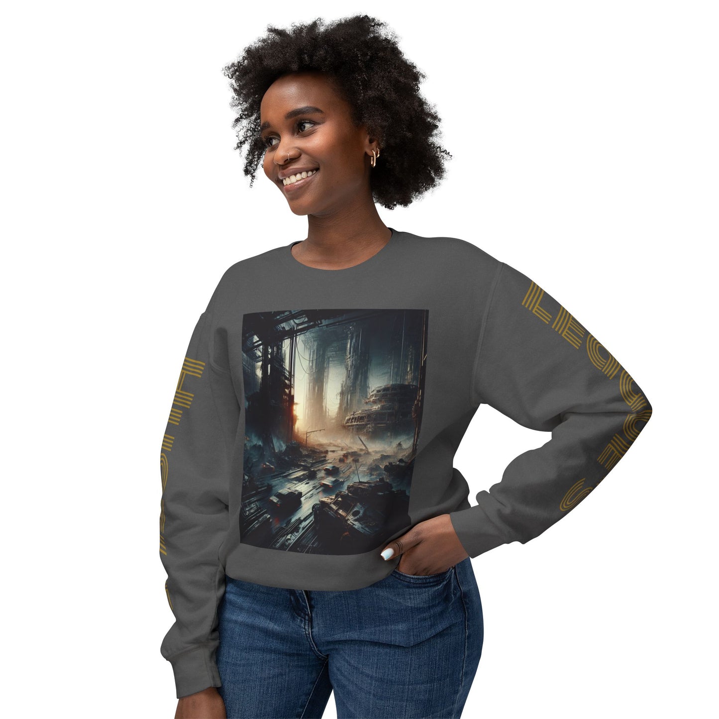 Unisex Lightweight Crewneck Sweatshirt - 'Empire Hustle' Urban Art Design