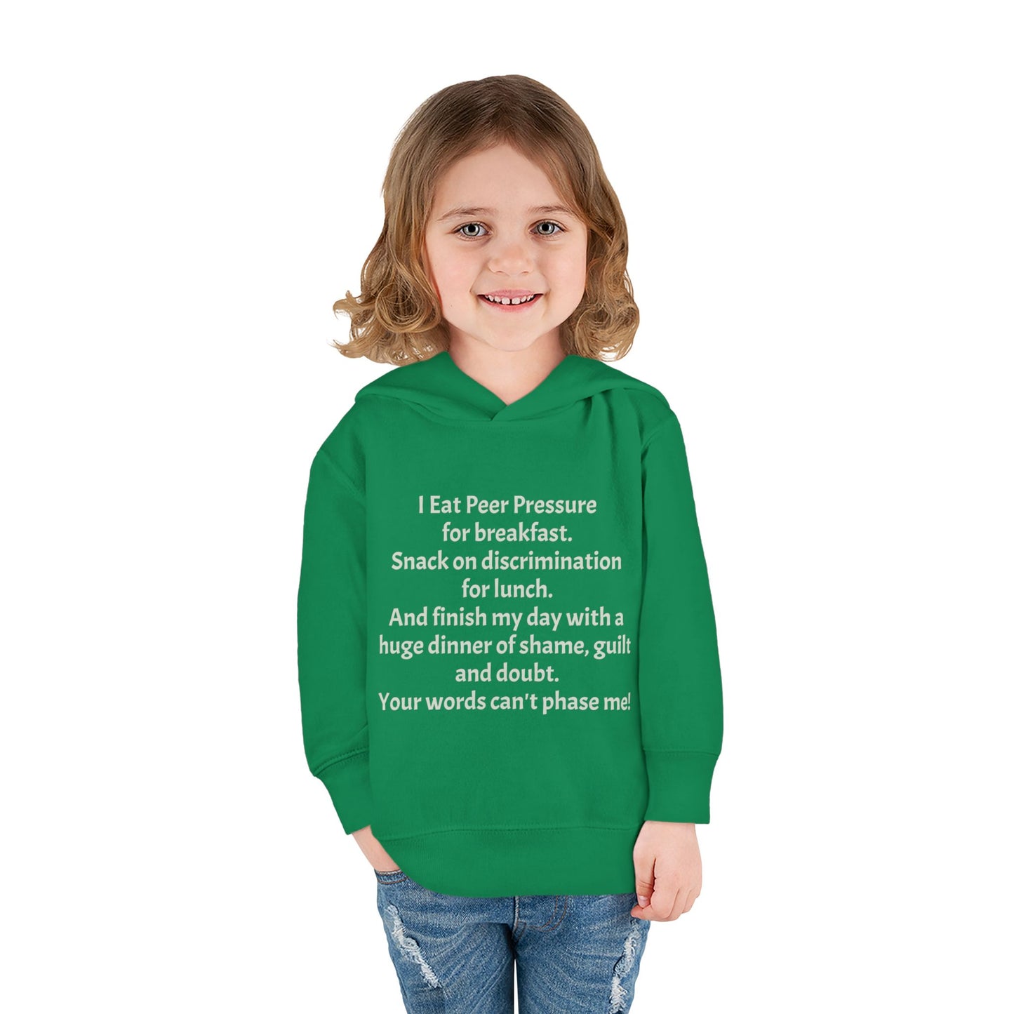 Empowering Toddler Fleece Hoodie - "I Eat Peer Pressure"