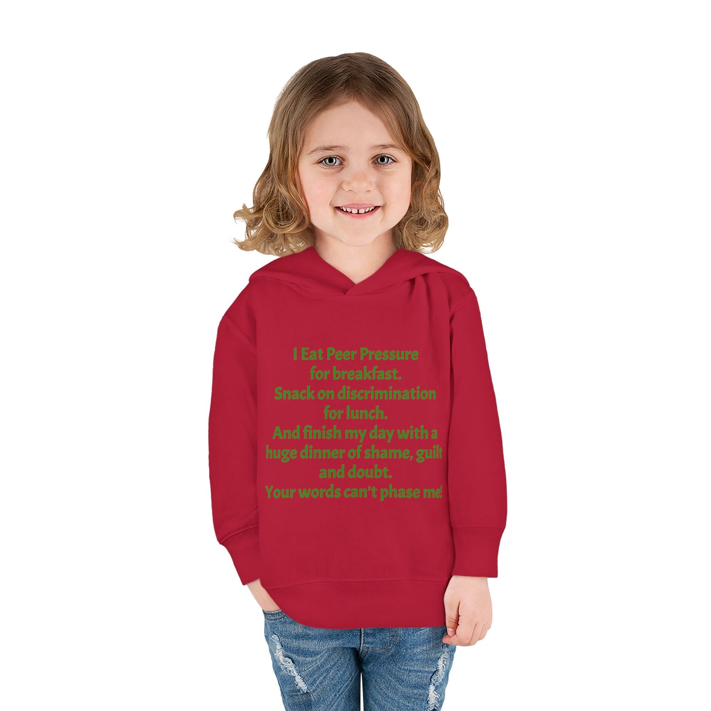 Empowering Toddler Fleece Hoodie - "I Eat Peer Pressure"