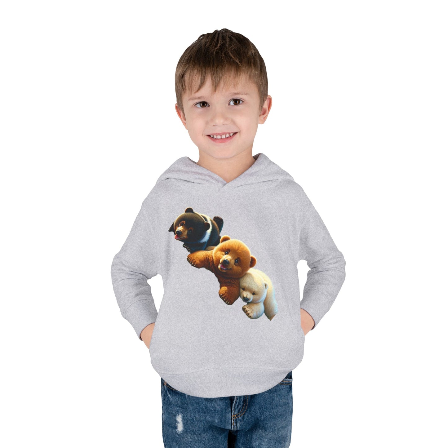 Cute Bear Toddler Hoodie - Cozy Fleece Pullover with 'Hustle' Design