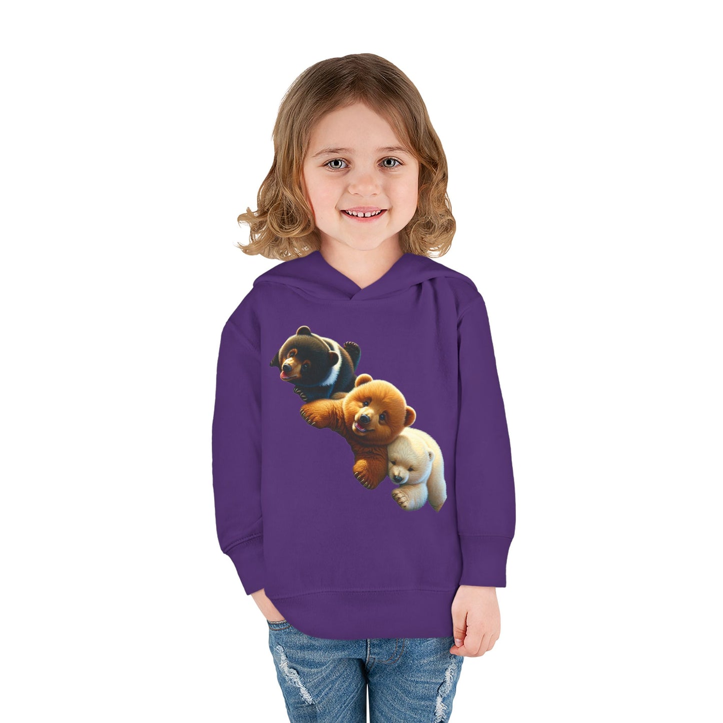Cute Bear Toddler Hoodie - Cozy Fleece Pullover with 'Hustle' Design