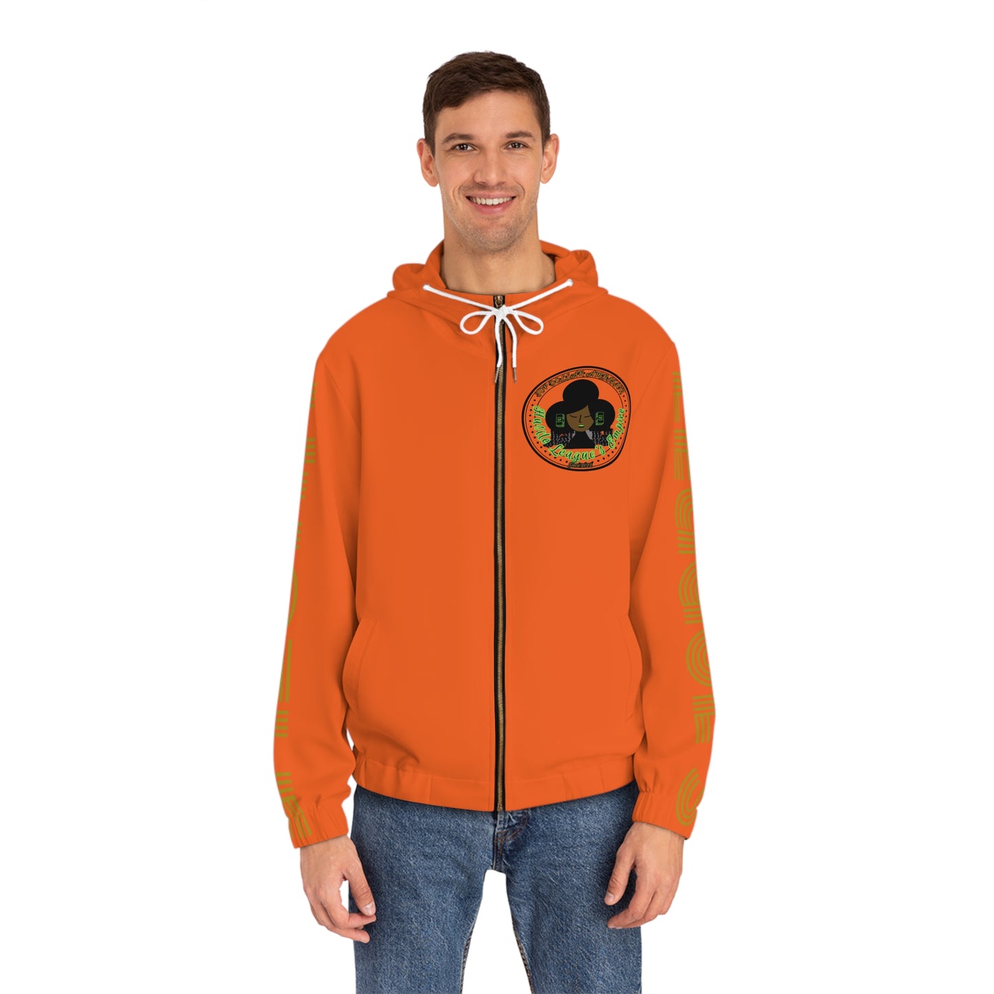 Orange Full-Zip Hoodie for Men