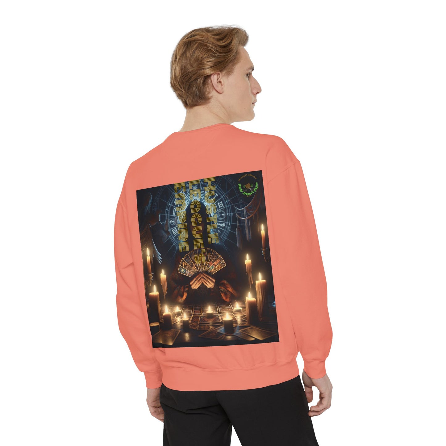 Mystic Candlelight Unisex Garment-Dyed Sweatshirt with Tarot Design