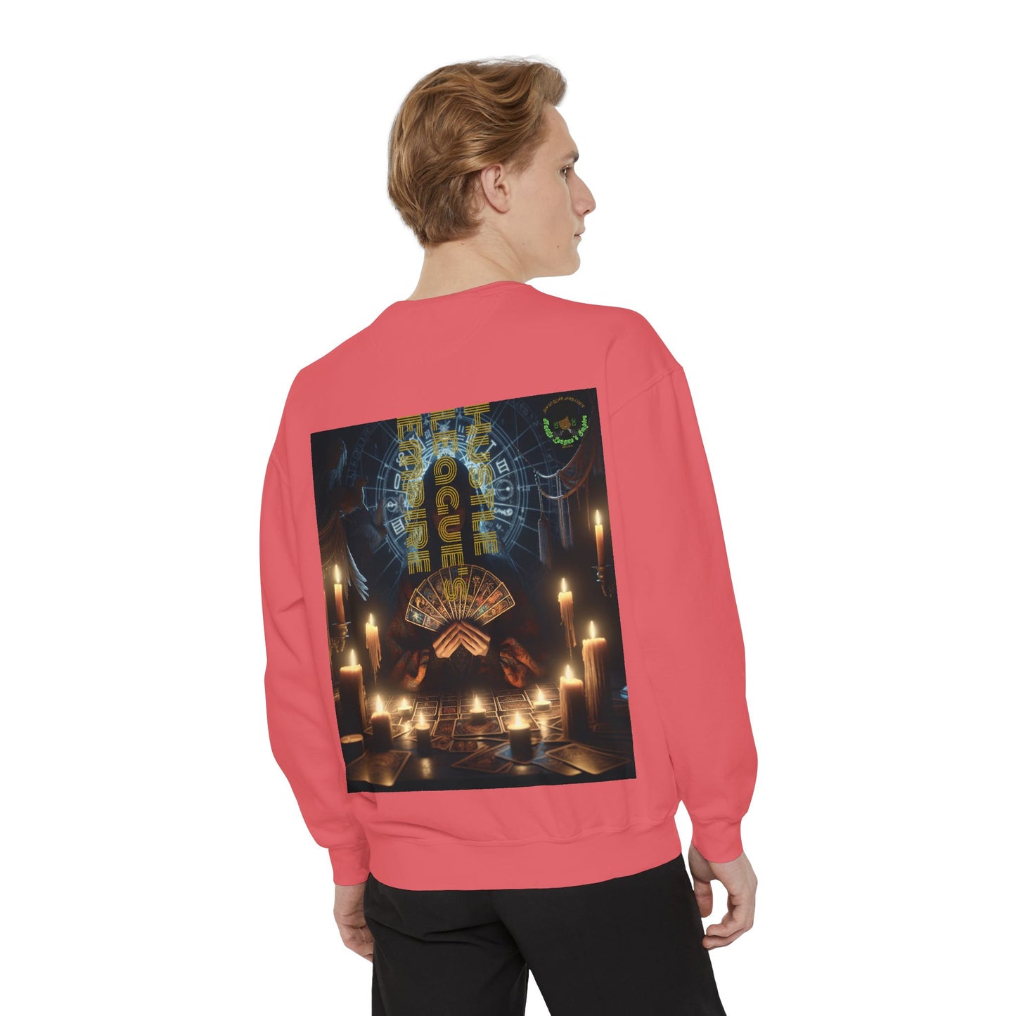 Mystic Candlelight Unisex Garment-Dyed Sweatshirt with Tarot Design
