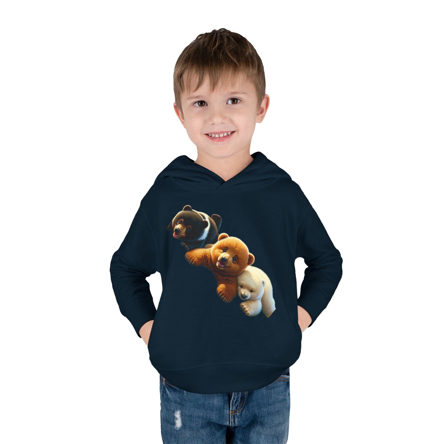 Cute Bear Toddler Hoodie - Cozy Fleece Pullover with 'Hustle' Design