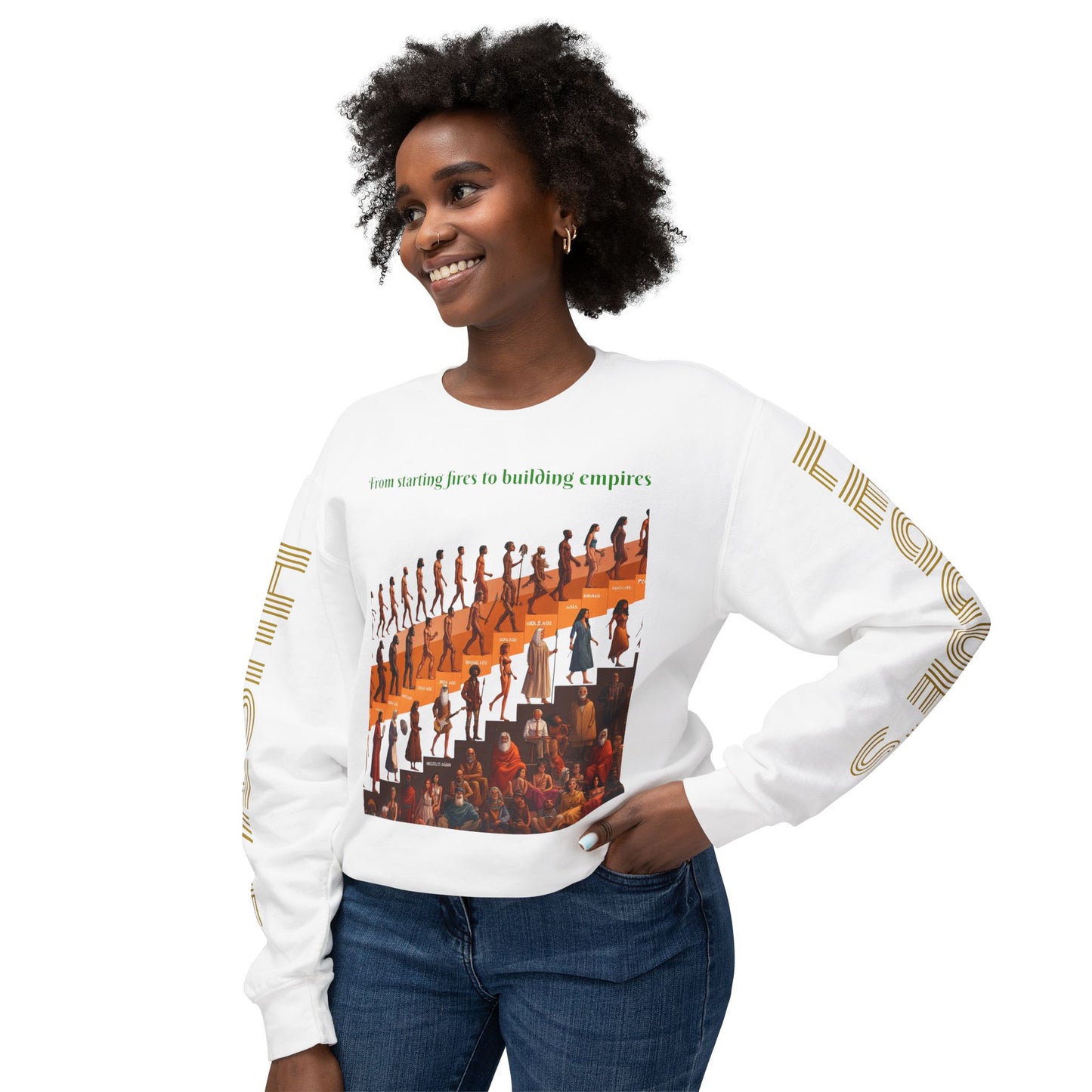 Sudadera unisex ligera con cuello redondo de HLE: de iniciar incendios a construir imperios
