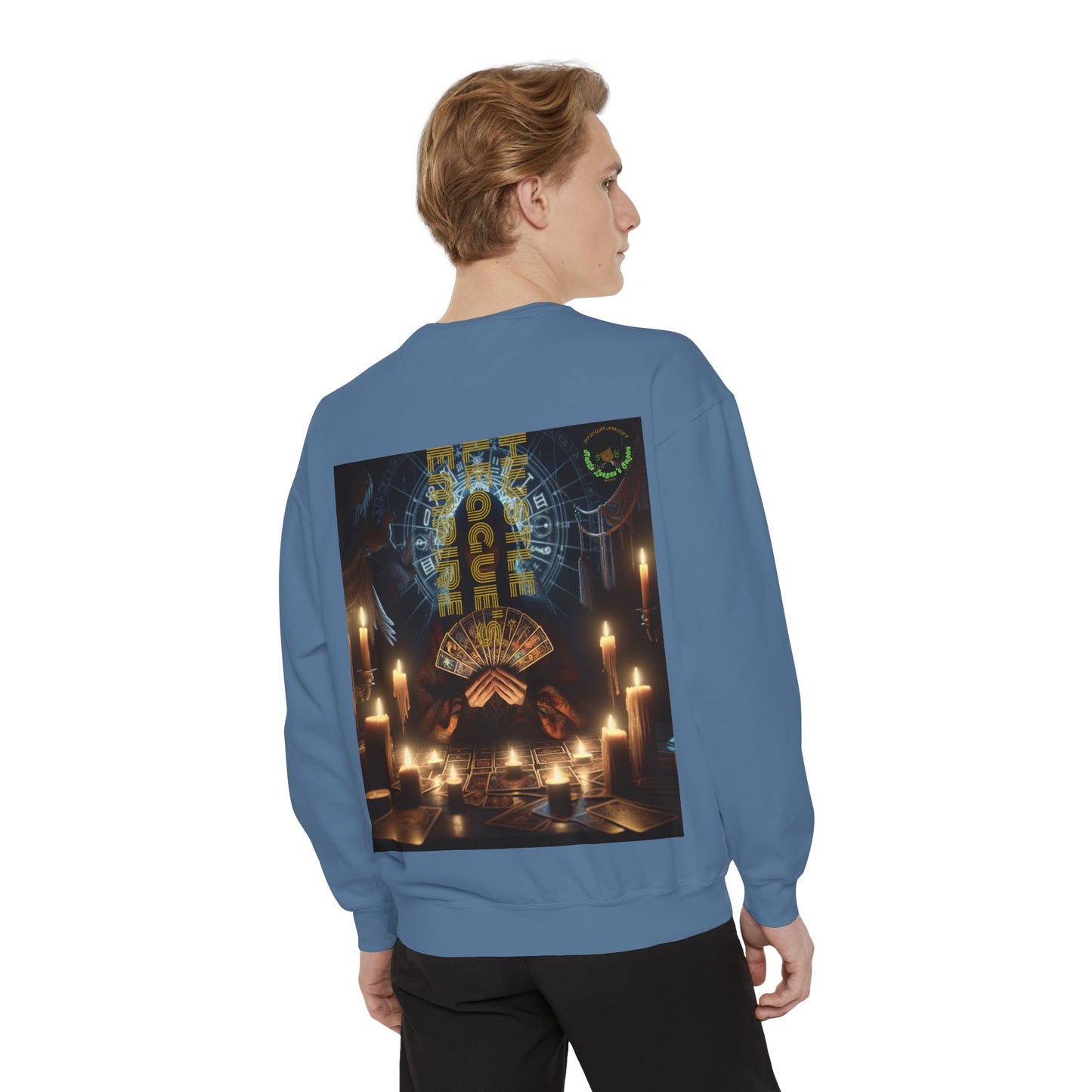 Mystic Candlelight Unisex Garment-Dyed Sweatshirt with Tarot Design