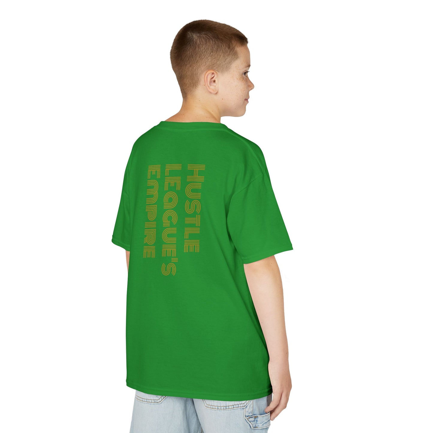 Kids Heavy Cotton™ Tee - Heart Design & Hustle Empire Quote Tee for Young Trendsetters