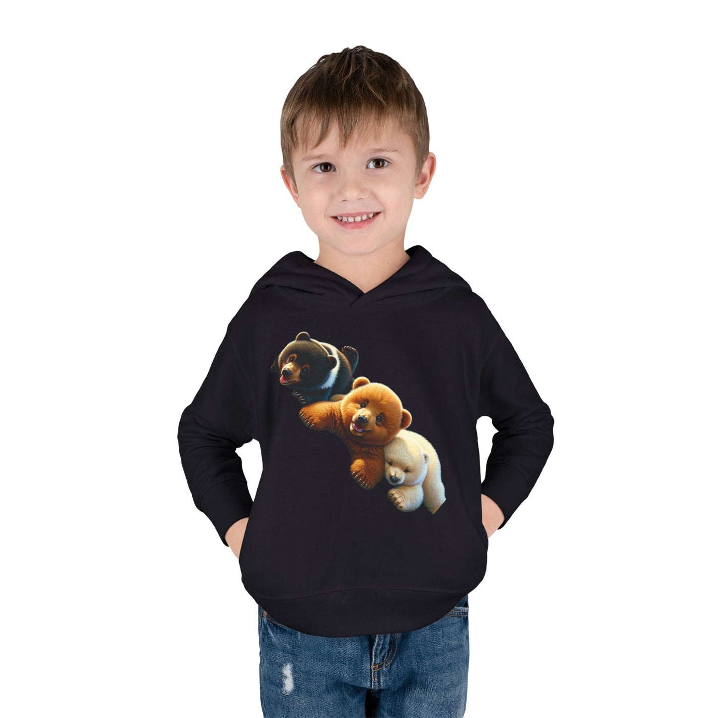 Cute Bear Toddler Hoodie - Cozy Fleece Pullover with 'Hustle' Design