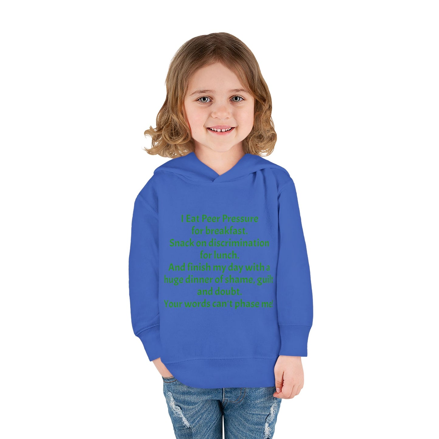 Empowering Toddler Fleece Hoodie - "I Eat Peer Pressure"
