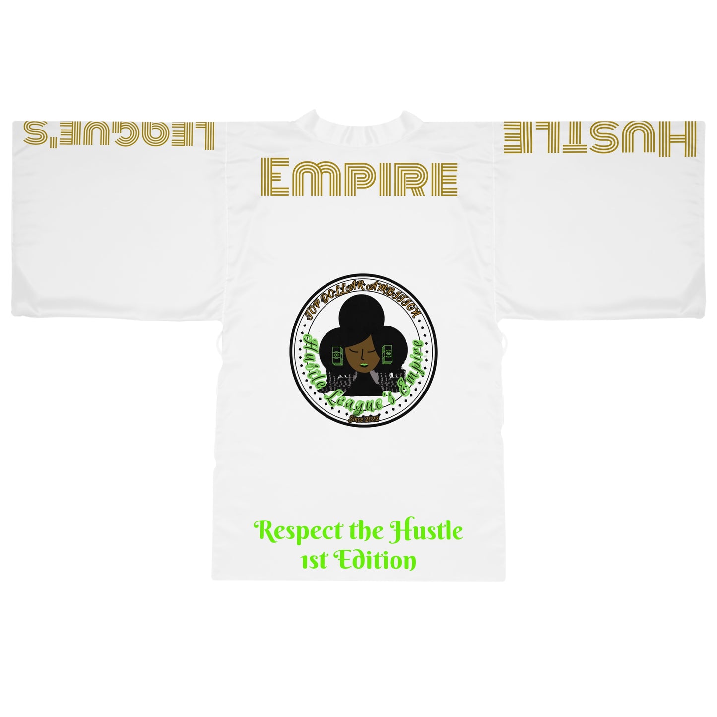 White HLE Long Sleeve Kimono Robe - Hustlers Cherish Them - Respect the Hustle - Perfect for Relaxation and Self-Care