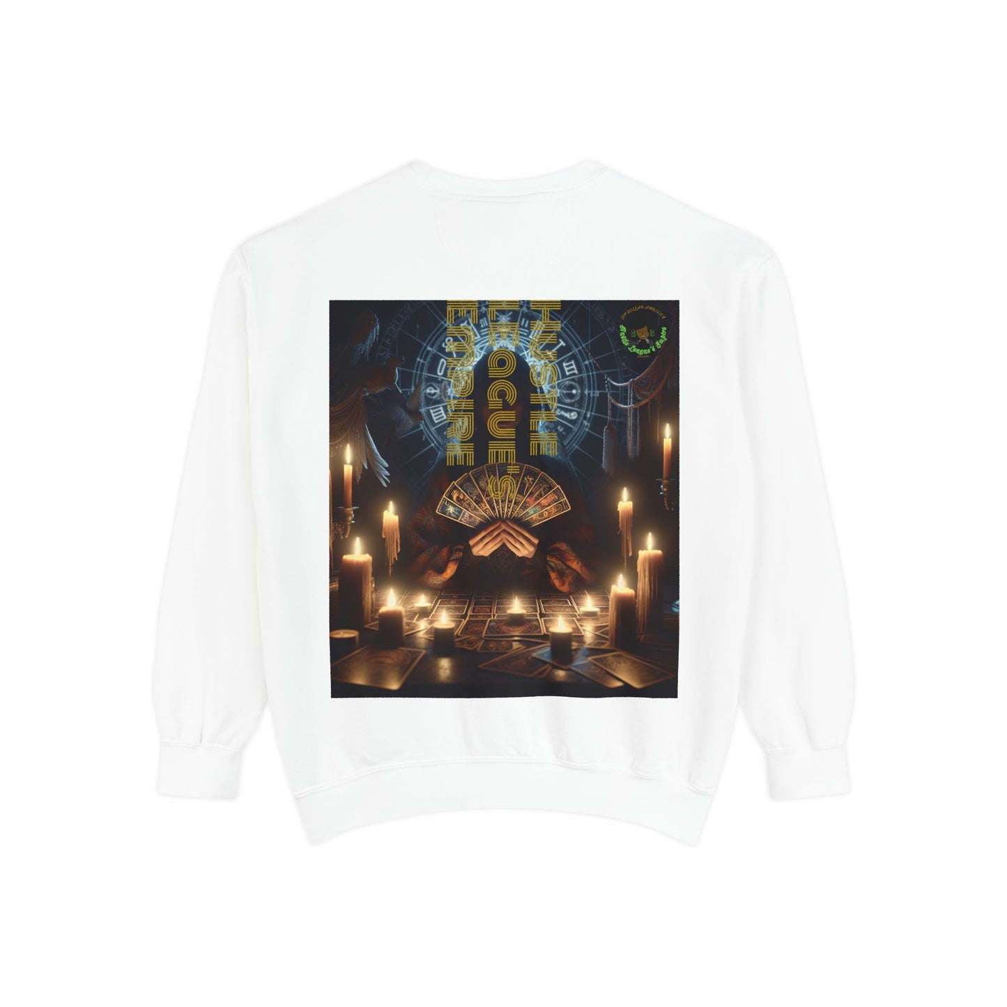 Mystic Candlelight Unisex Garment-Dyed Sweatshirt with Tarot Design