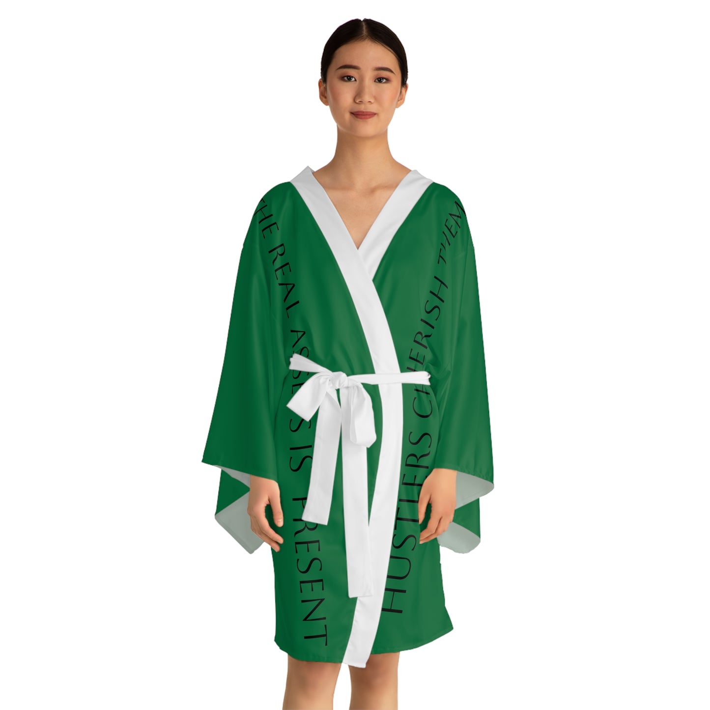 Kimono verde oscuro de manga larga HLE - Los emprendedores los aprecian - Respetan el ajetreo - Perfecto para la relajación y el cuidado personal