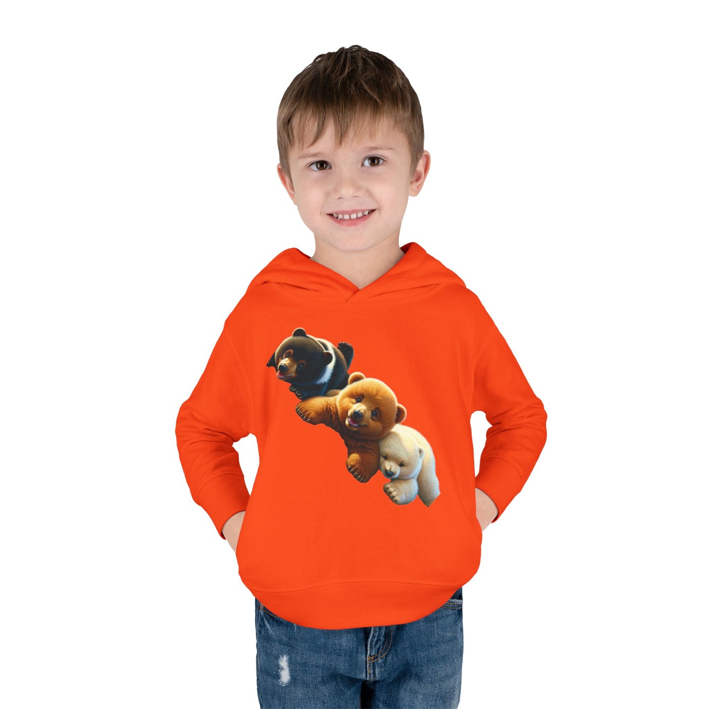 Cute Bear Toddler Hoodie - Cozy Fleece Pullover with 'Hustle' Design
