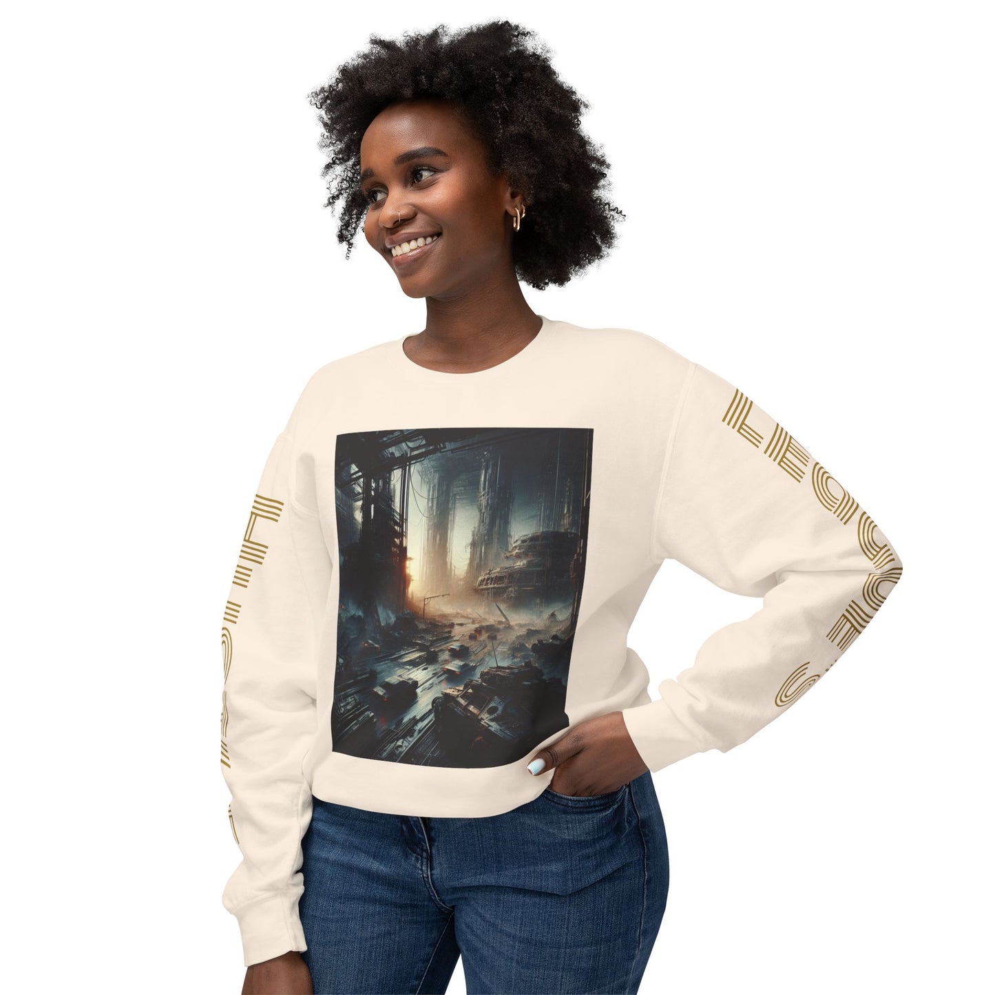 Unisex Lightweight Crewneck Sweatshirt - 'Empire Hustle' Urban Art Design