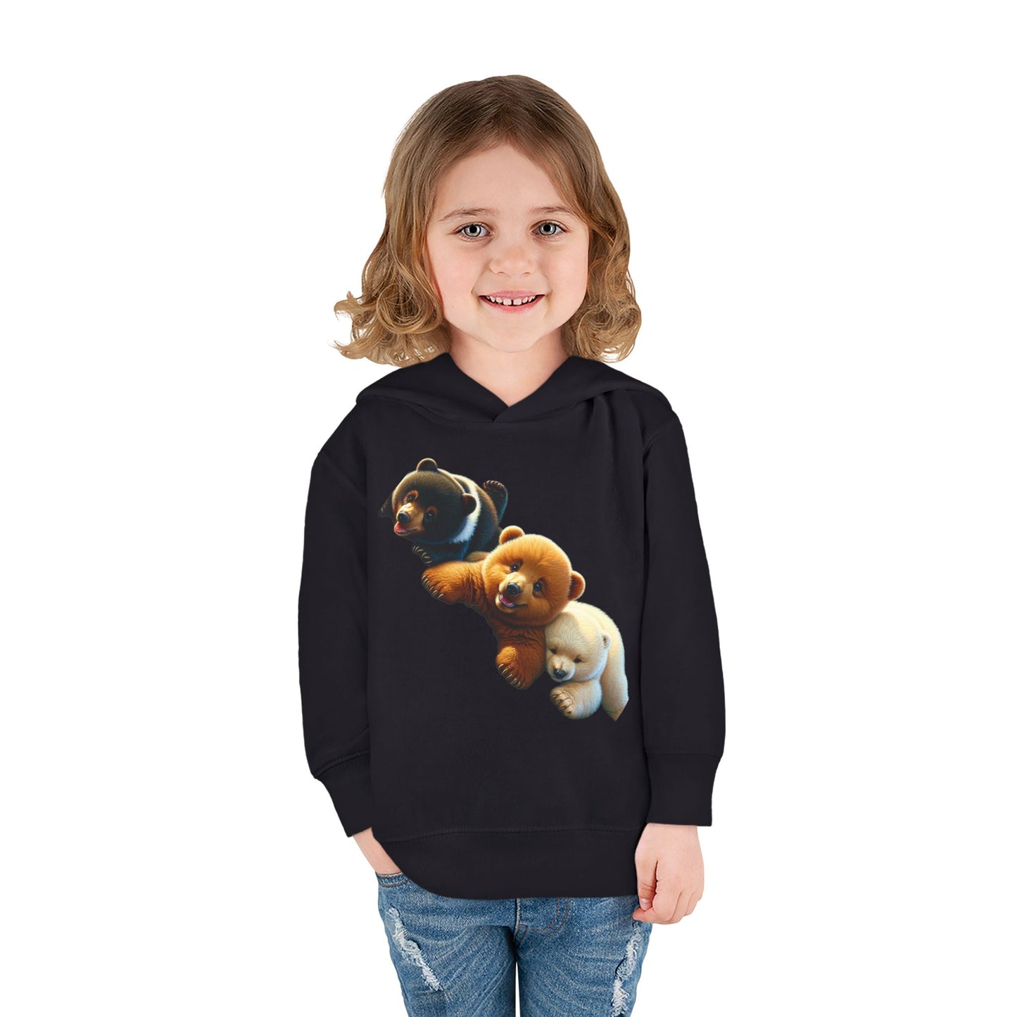 Cute Bear Toddler Hoodie - Cozy Fleece Pullover with 'Hustle' Design