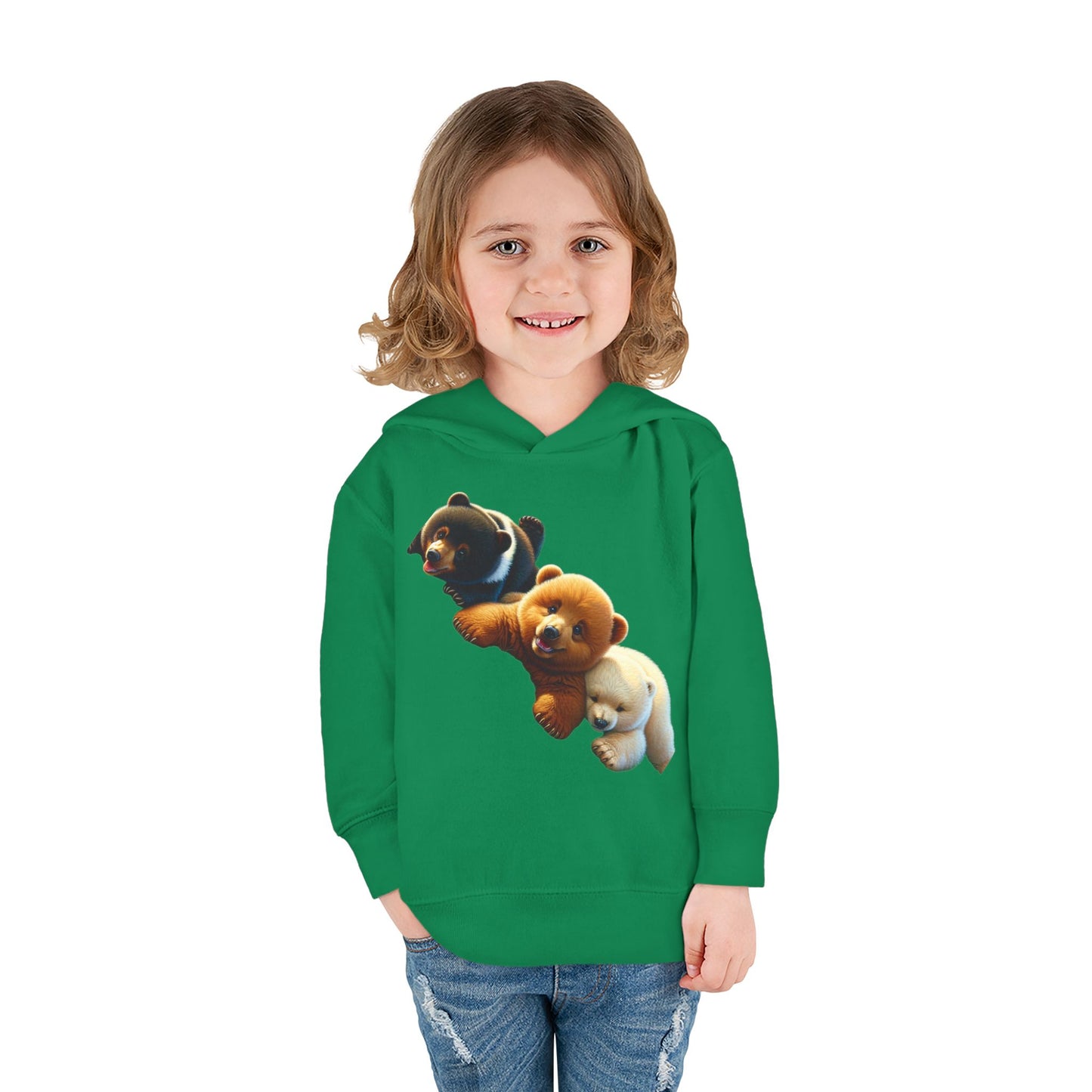 Cute Bear Toddler Hoodie - Cozy Fleece Pullover with 'Hustle' Design