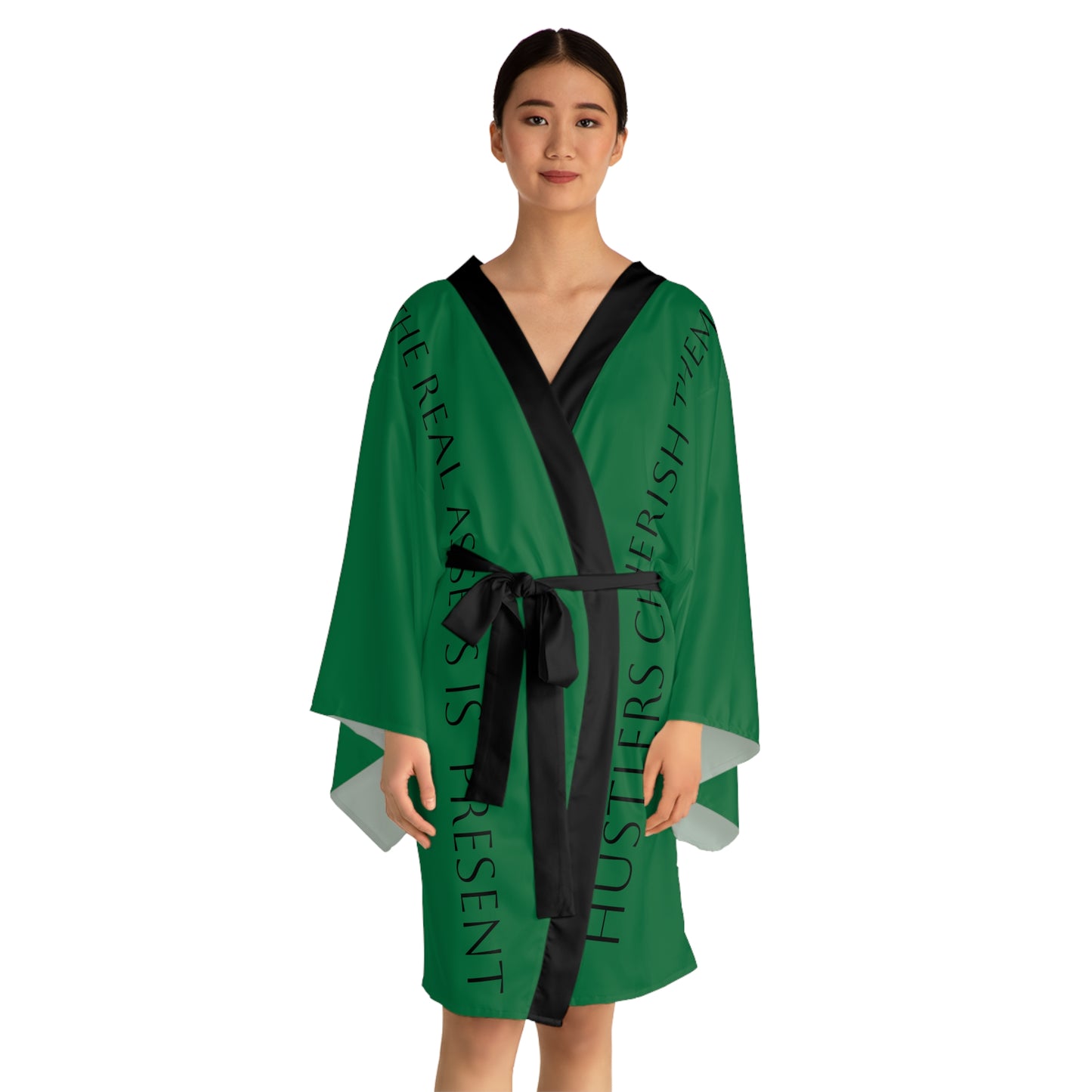 Kimono verde oscuro de manga larga HLE - Los emprendedores los aprecian - Respetan el ajetreo - Perfecto para la relajación y el cuidado personal