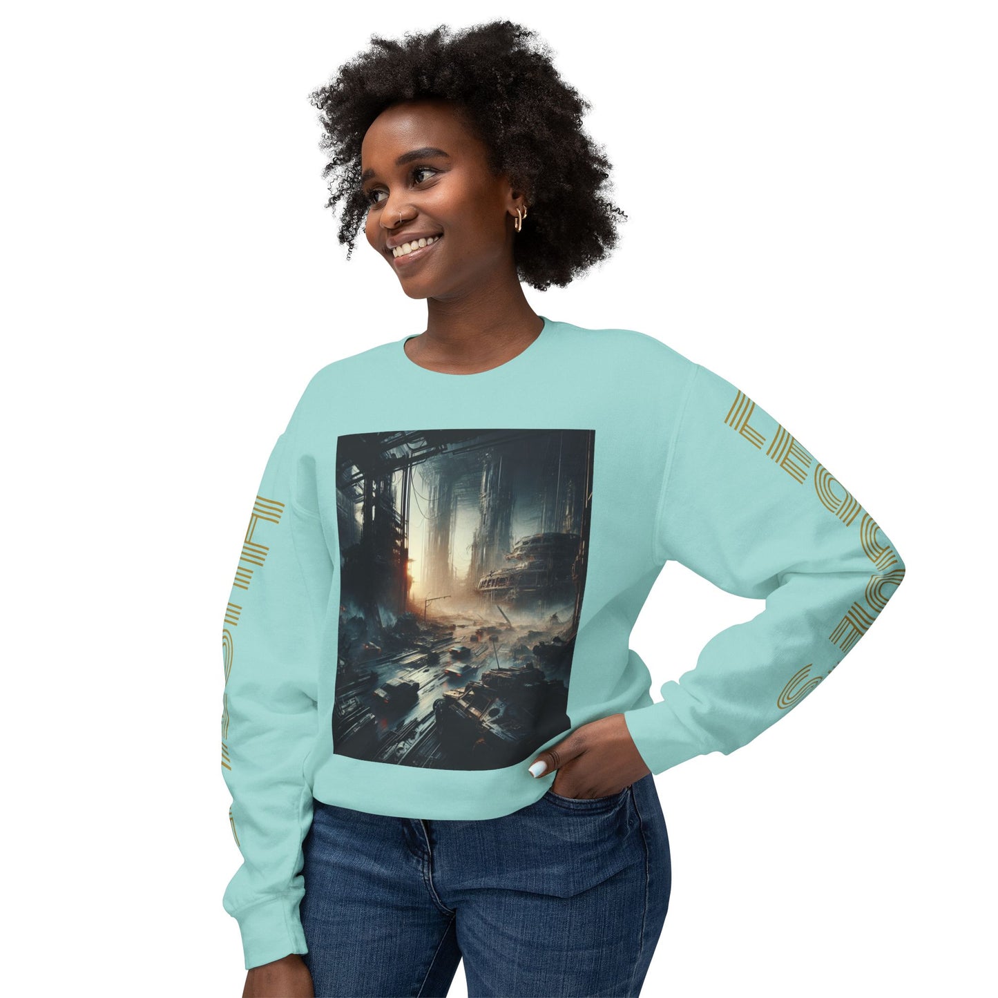 Unisex Lightweight Crewneck Sweatshirt - 'Empire Hustle' Urban Art Design