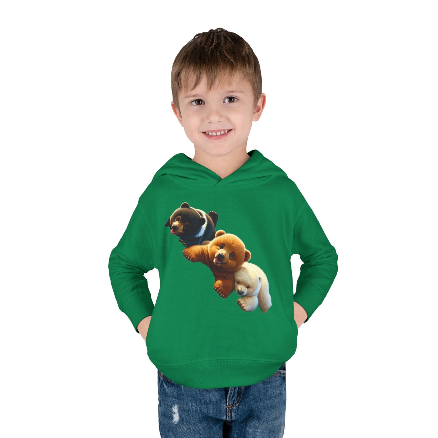 Cute Bear Toddler Hoodie - Cozy Fleece Pullover with 'Hustle' Design