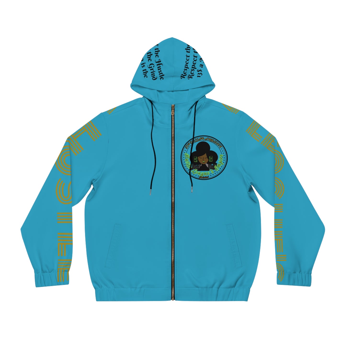Turquoise Full-Zip Hoodie for Men