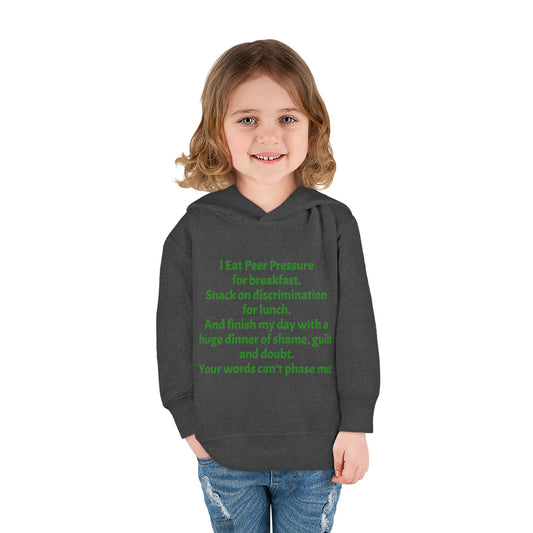 Sudadera con capucha de polar para niños pequeños que empodera: "Me como la presión de grupo"