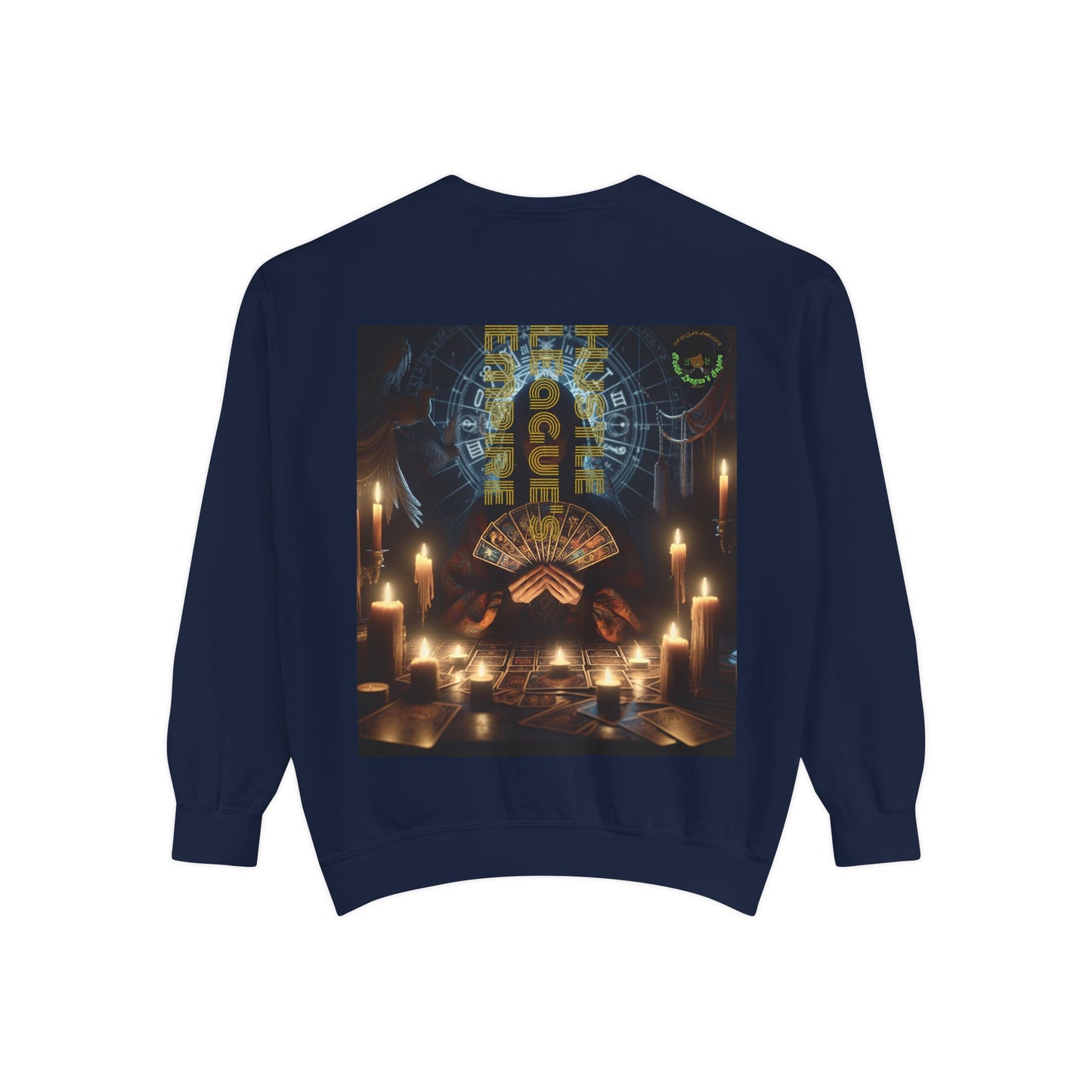 Mystic Candlelight Unisex Garment-Dyed Sweatshirt with Tarot Design