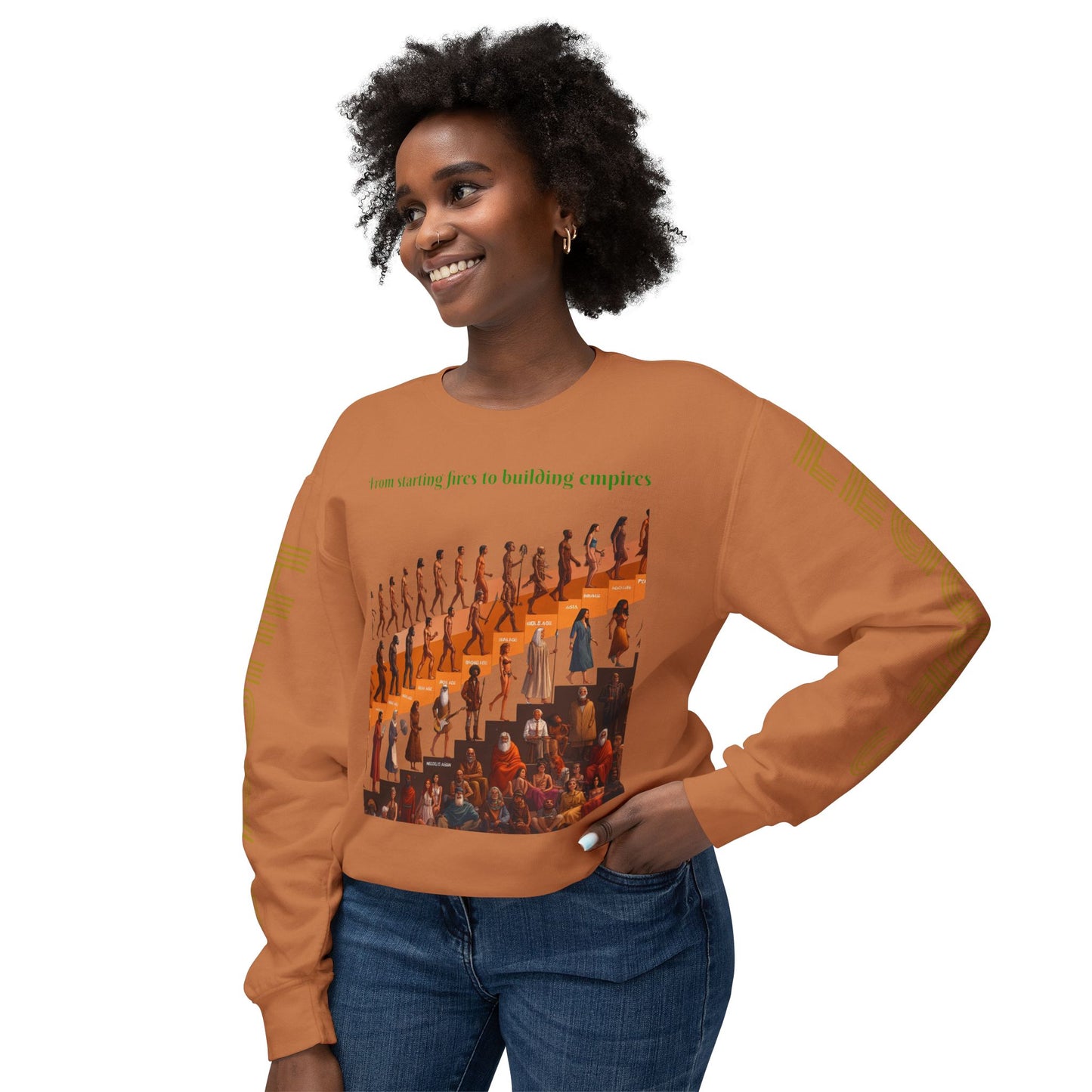 Sudadera unisex ligera con cuello redondo de HLE: de iniciar incendios a construir imperios