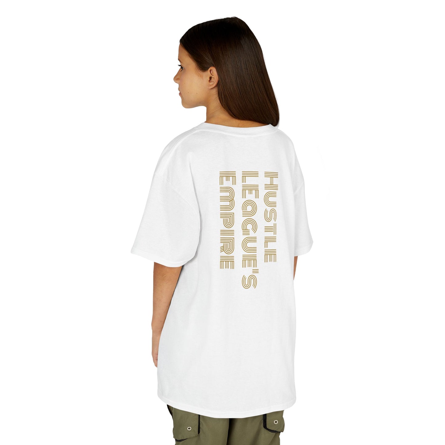Kids Heavy Cotton™ Tee - Heart Design & Hustle Empire Quote Tee for Young Trendsetters