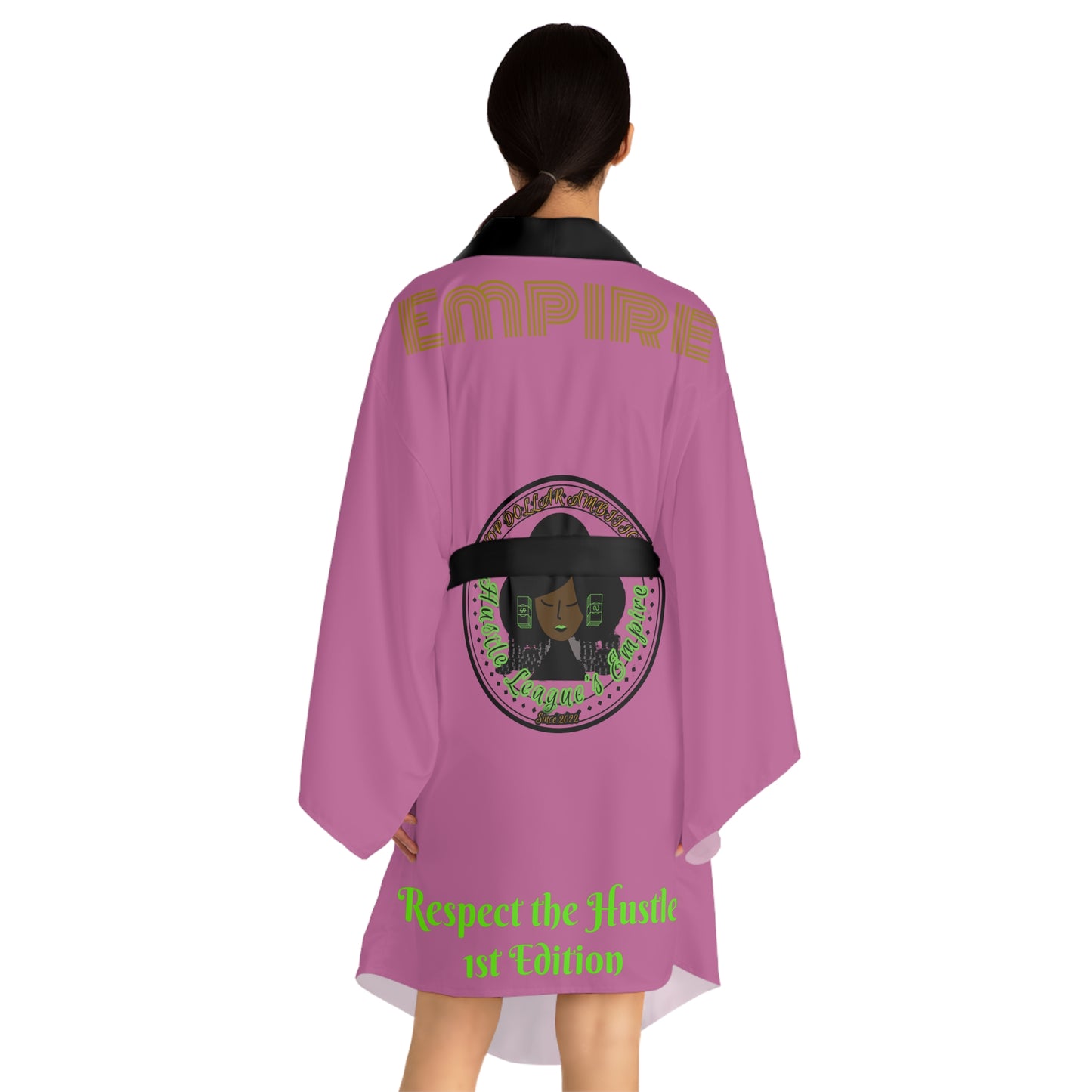 Light Pink HLE Long Sleeve Kimono Robe - Hustlers Cherish Them - Respect the Hustle - Perfect for Relaxation and Self-Care
