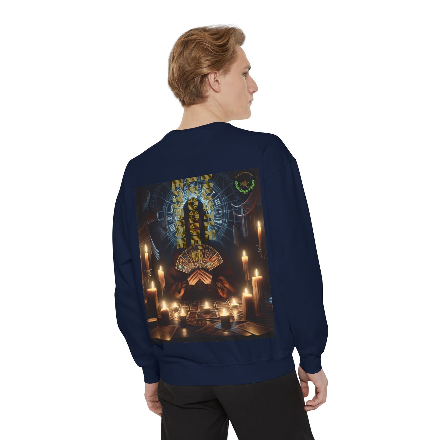 Mystic Candlelight Unisex Garment-Dyed Sweatshirt with Tarot Design
