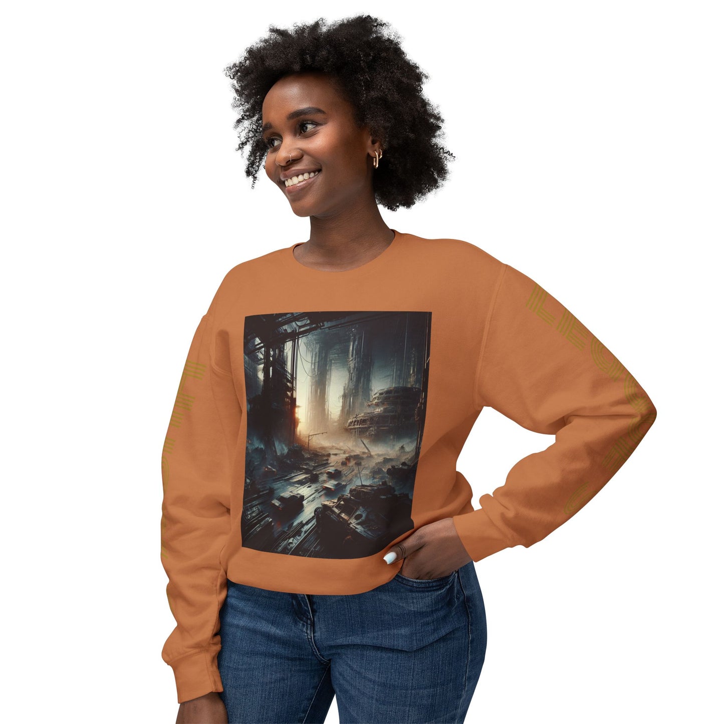 Unisex Lightweight Crewneck Sweatshirt - 'Empire Hustle' Urban Art Design