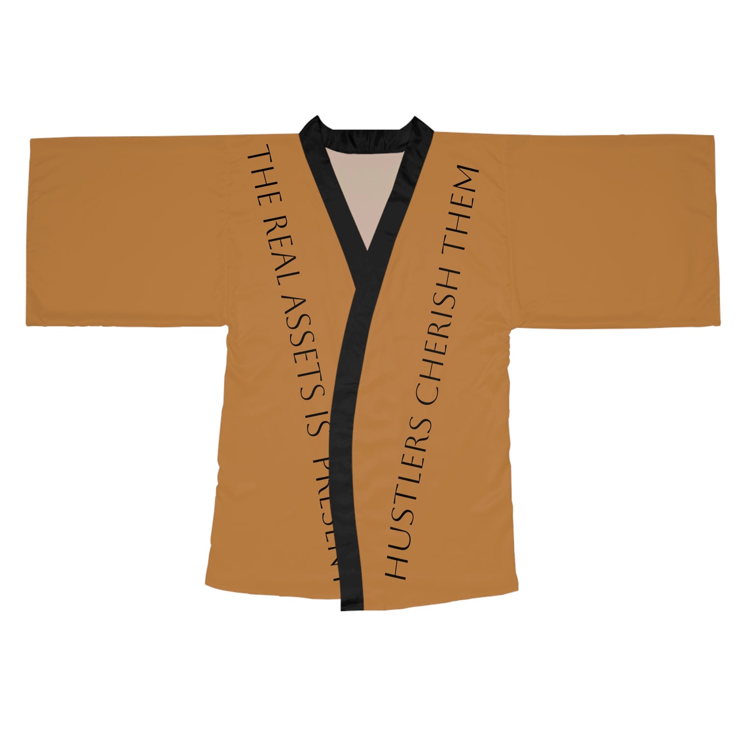 Brown HLE Long Sleeve Kimono Robe - Hustlers Cherish Them - Respect the Hustle - Perfect for Relaxation and Self-Care