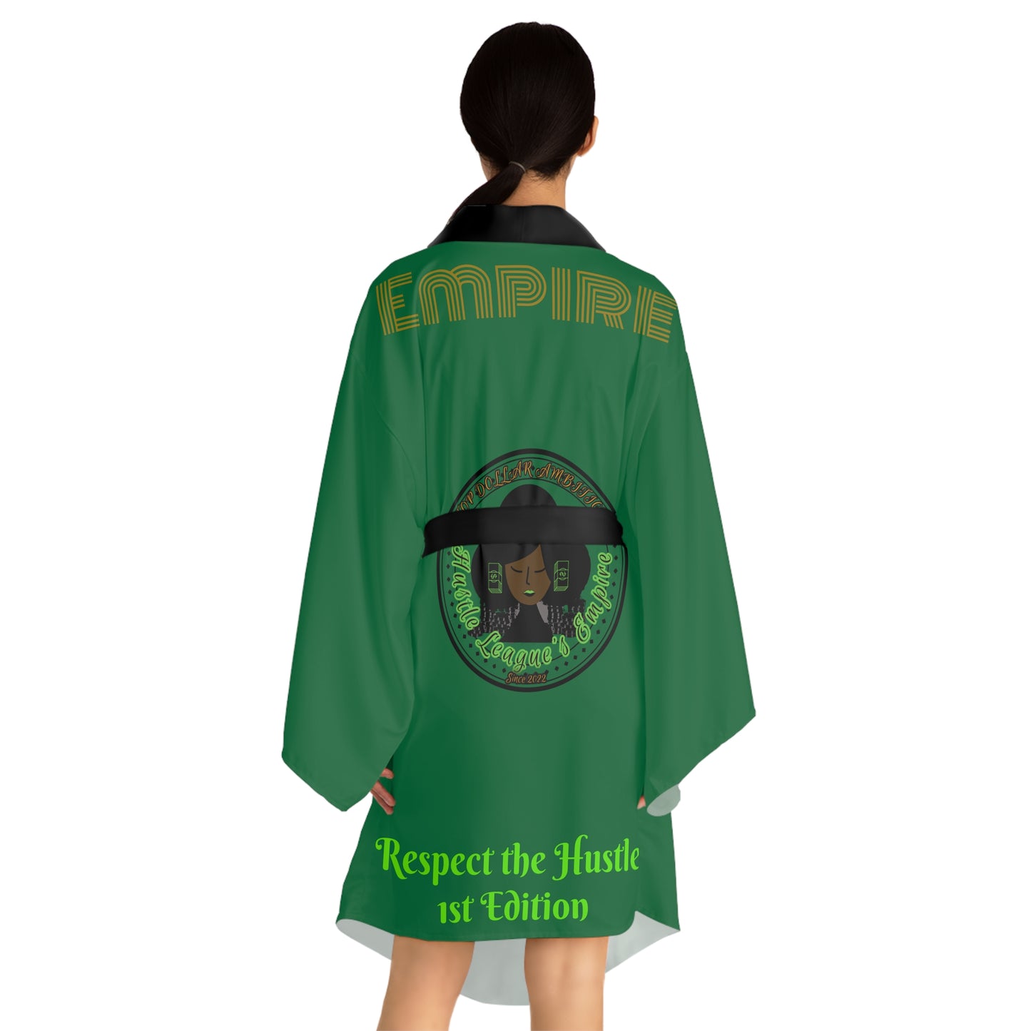 Kimono verde oscuro de manga larga HLE - Los emprendedores los aprecian - Respetan el ajetreo - Perfecto para la relajación y el cuidado personal