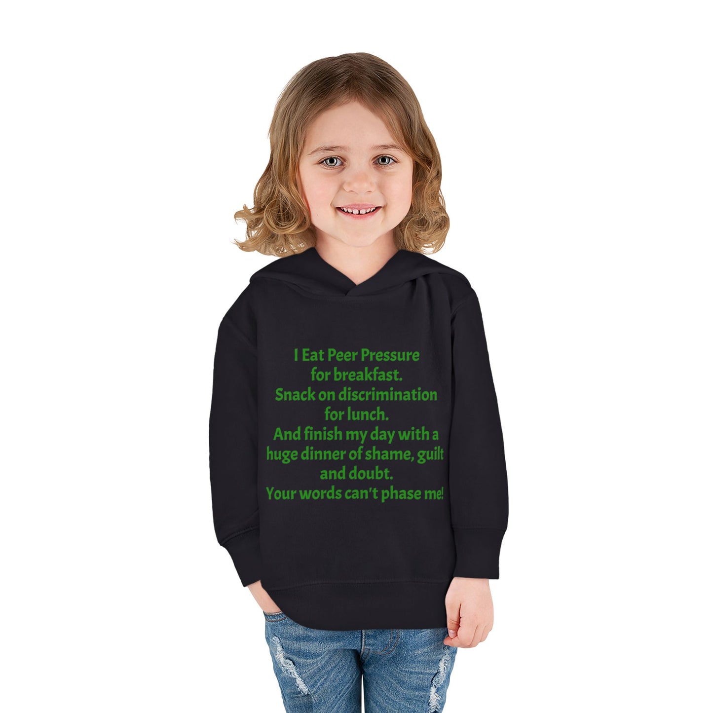 Empowering Toddler Fleece Hoodie - "I Eat Peer Pressure"