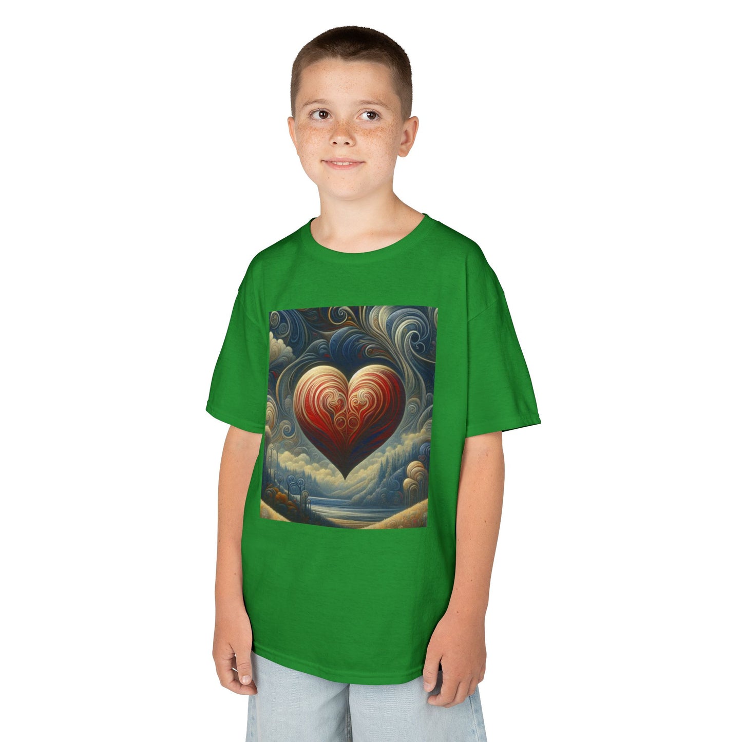 Kids Heavy Cotton™ Tee - Heart Design & Hustle Empire Quote Tee for Young Trendsetters