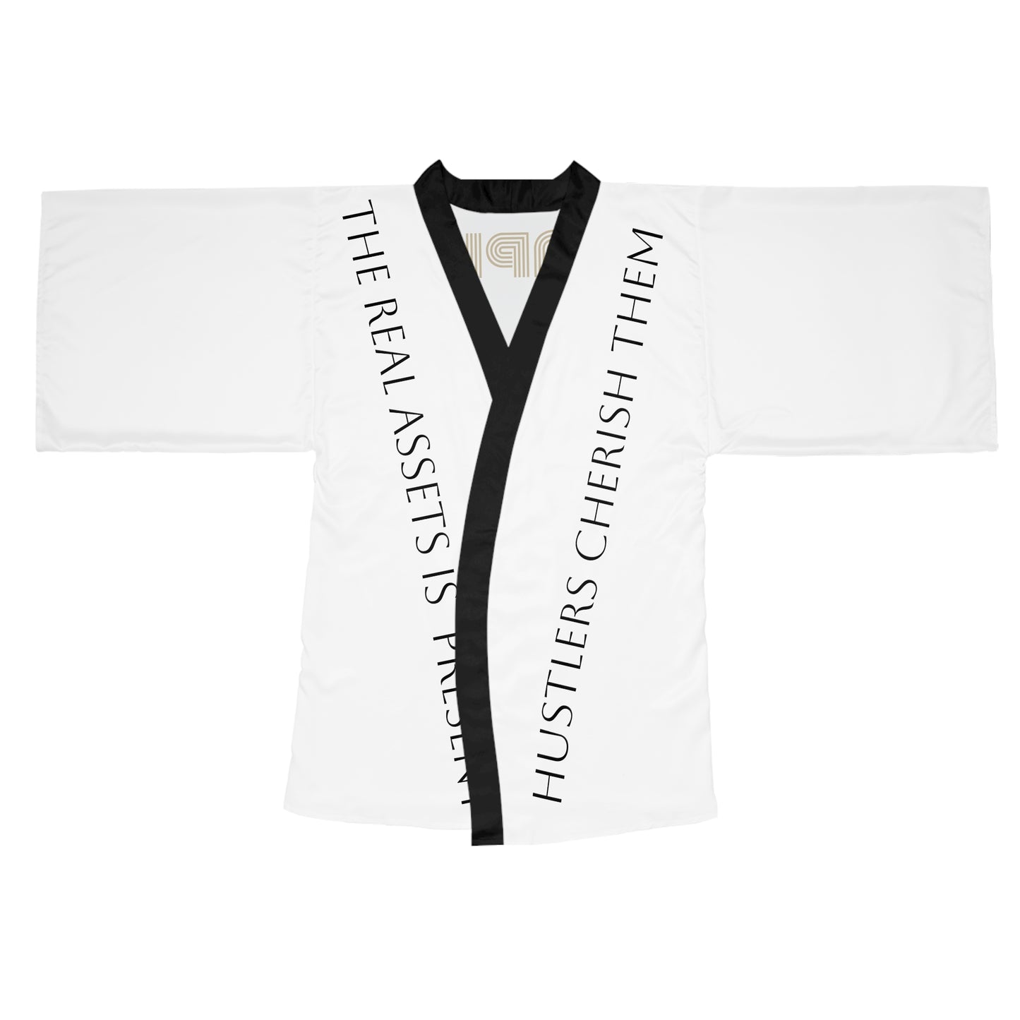 White HLE Long Sleeve Kimono Robe - Hustlers Cherish Them - Respect the Hustle - Perfect for Relaxation and Self-Care