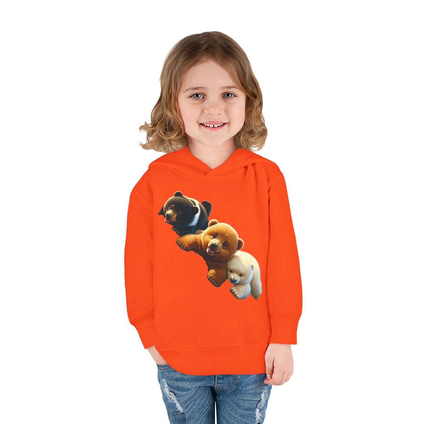 Cute Bear Toddler Hoodie - Cozy Fleece Pullover with 'Hustle' Design