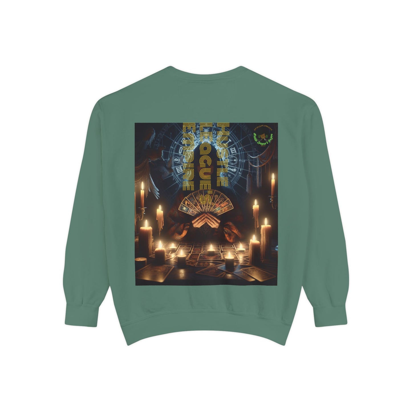 Mystic Candlelight Unisex Garment-Dyed Sweatshirt with Tarot Design