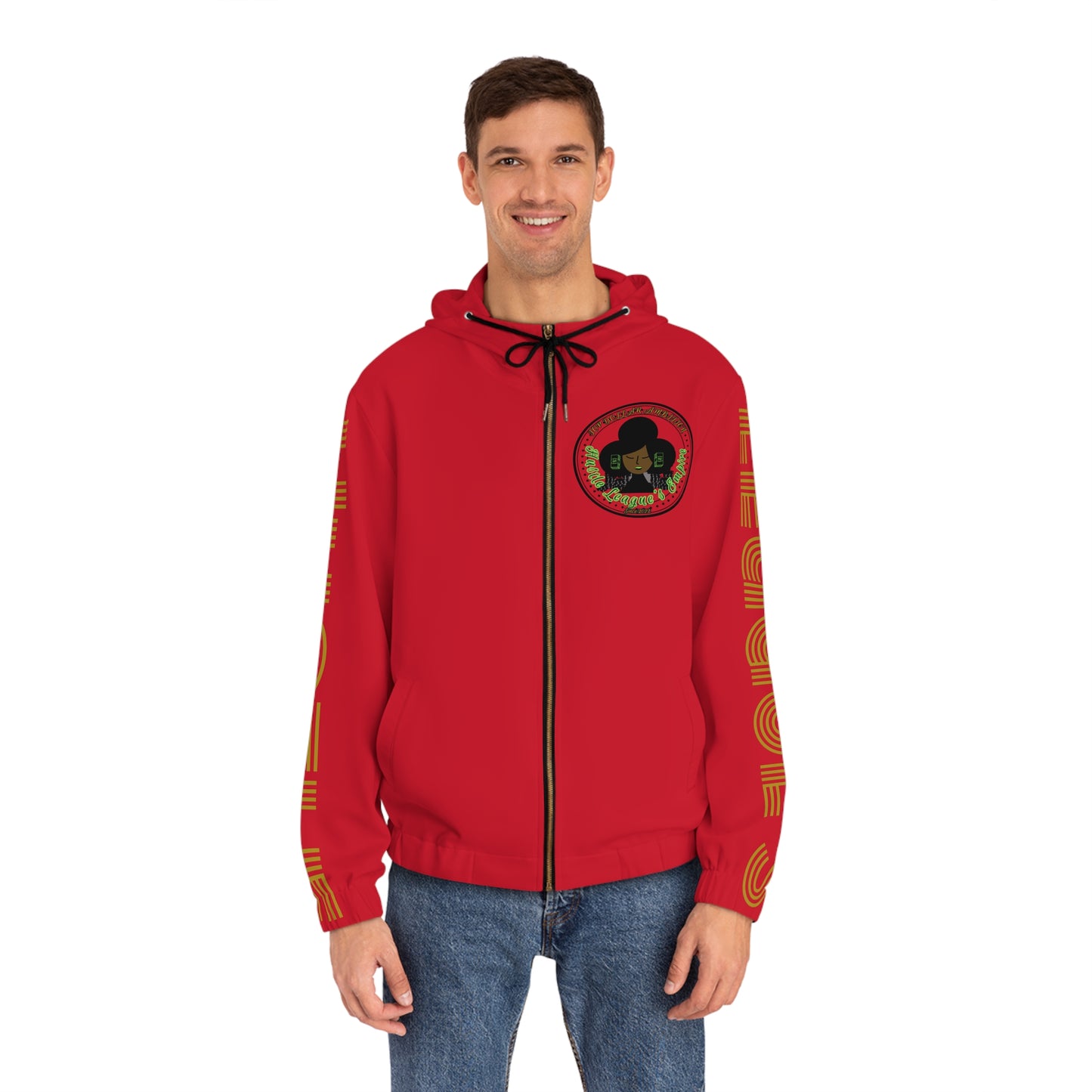 Dark Red Full-Zip Hoodie for Men