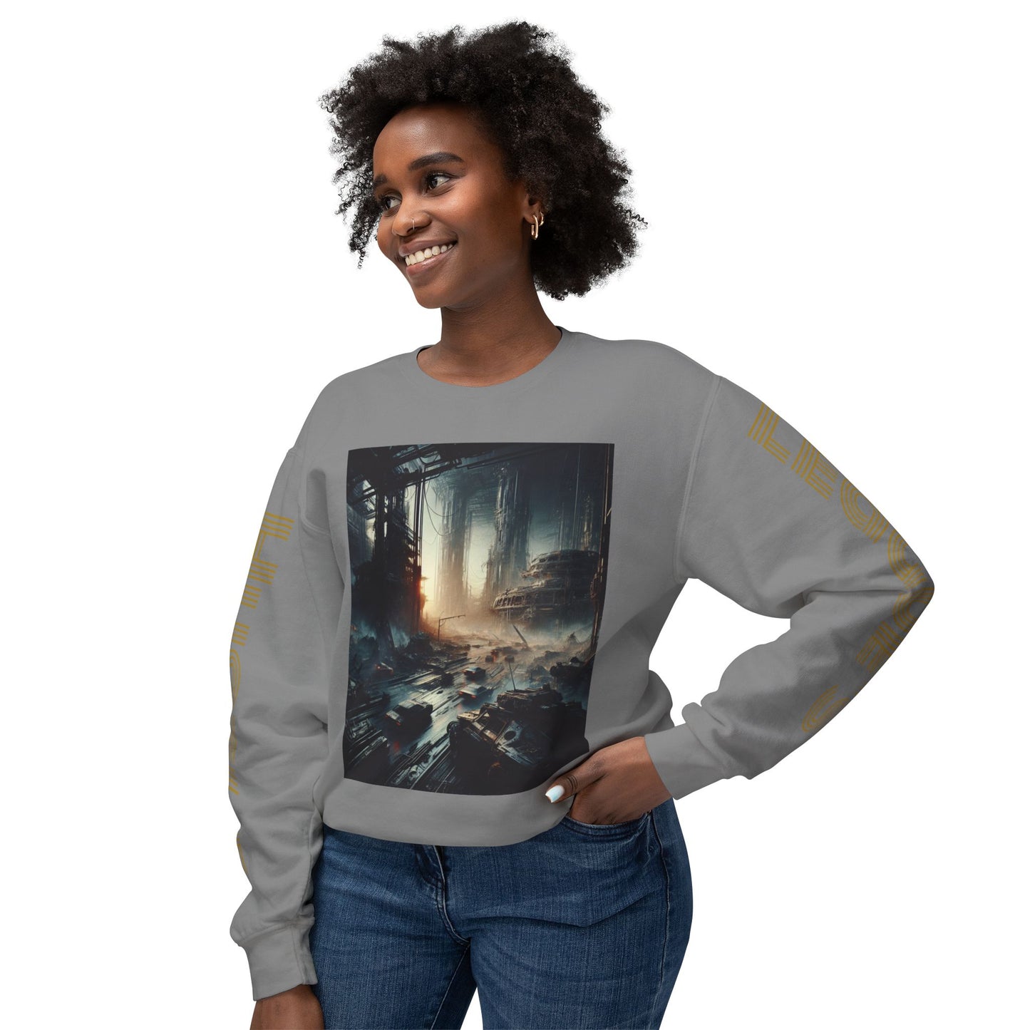 Unisex Lightweight Crewneck Sweatshirt - 'Empire Hustle' Urban Art Design
