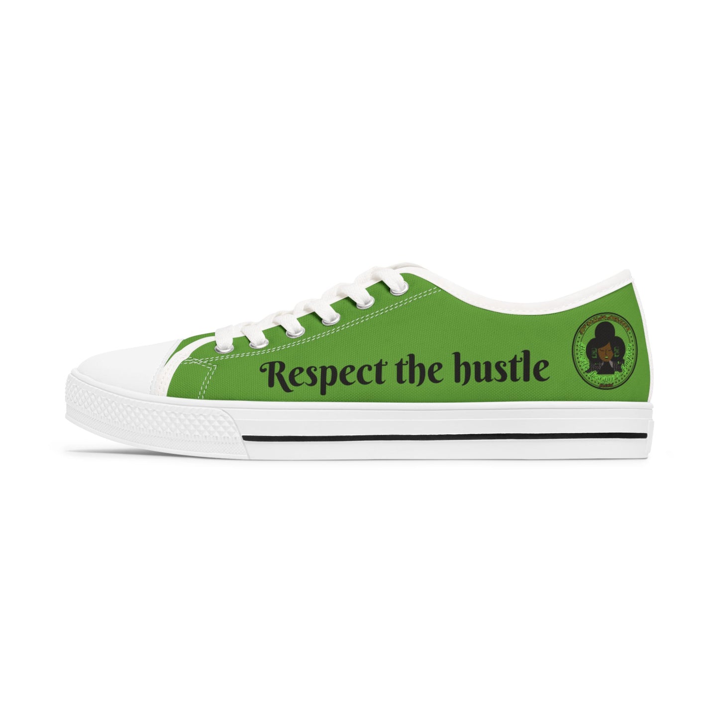 Green HLE Women Low Top Sneakers - &Respect the Hustle Design