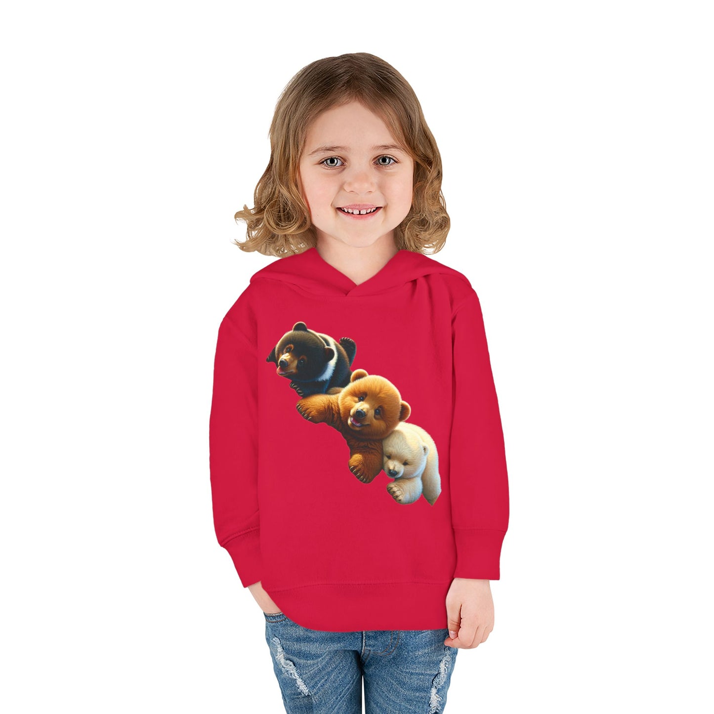 Cute Bear Toddler Hoodie - Cozy Fleece Pullover with 'Hustle' Design